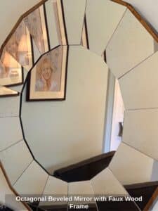 Octagonal-Beveled-Mirror-with-Faux-Wood-Frame