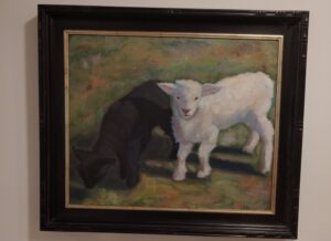 Oil-Painting-of-Two-Lambs-by-J.-Parland