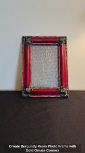 Ornate-Burgundy-Resin-Photo-Frame-with-Gold-Ornate-Corners