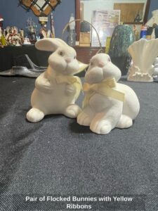 Pair-of-Flocked-Bunnies-with-Yellow-Ribbons