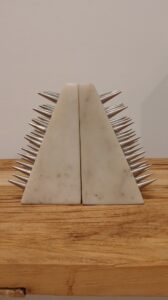 Pair-of-Marble-Bookends-with-Chrome-Spikes