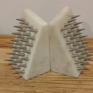 Pair-of-Marble-Bookends-with-Chrome-Spikes-second-image