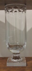 Pair-of-Tall-Cylindrical-Glass-Hurricane-Candle-Holders-with-Square-Crystal-Bases-second-image