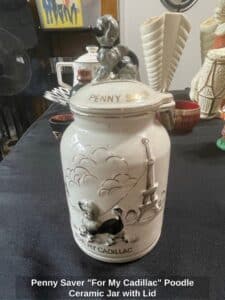 Penny-Saver-For-My-Cadillac-Poodle-Ceramic-Jar-with-Lid