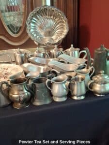 Pewter-Tea-Set-and-Serving-Pieces