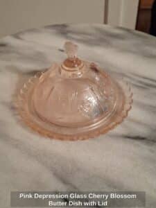 Pink-Depression-Glass-Cherry-Blossom-Butter-Dish-with-Lid