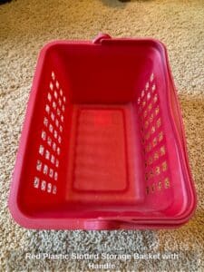 Red-Plastic-Slotted-Storage-Basket-with-Handle