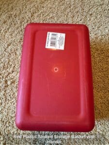 Red-Plastic-Slotted-Storage-Basket-with-Handle-second-image