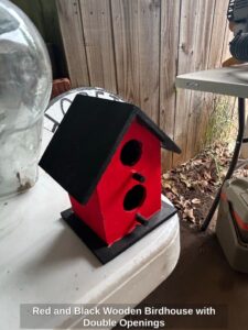 Red-and-Black-Wooden-Birdhouse-with-Double-Openings