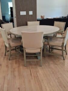 Round-Pedestal-Dining-Table-with-Upholstered-Chairs-Sardis-Sand-Wash-Finish-1