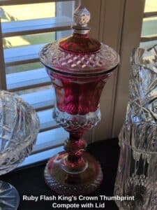 Ruby-Flash-Kings-Crown-Thumbprint-Compote-with-Lid