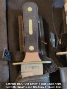 Schrade-USA-Old-Timer-Fixed-Blade-Knife-Set-with-Sheaths-and-US-Army-Emblem-Item
