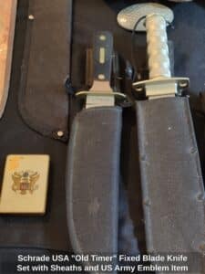 Schrade-USA-Old-Timer-Fixed-Blade-Knife-Set-with-Sheaths-and-US-Army-Emblem-Item-second-image