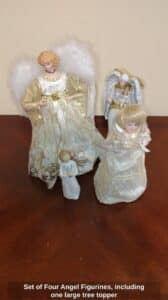 Set-of-Four-Angel-Figurines-including-one-large-tree-topper