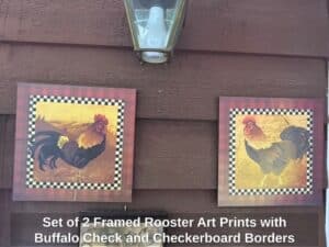 Set-of-Framed-Rooster-Art-Prints-with-Buffalo-Check-and-Checkerboard-Borders