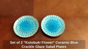 Set-of-Kotobuki-Flower-Ceramic-Blue-Crackle-Glaze-Salad-Plates