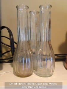 Set-of-Three-Ribbed-Glass-Bud-Vases-likely-Hoosier-Glass