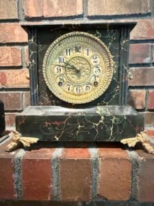 Seth-Thomas-Adamantine-Mantel-Clock-with-Lion-Head-Pulls