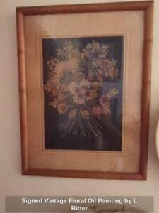 Signed-Vintage-Floral-Oil-Painting-by-L-Ritter