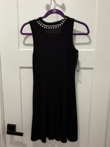 St.-John-Knit-Black-Dress-with-White-Embellishment-second-image