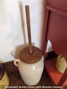 Stoneware-Butter-Churn-with-Wooden-Dasher
