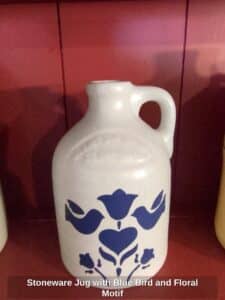 Stoneware-Jug-with-Blue-Bird-and-Floral-Motif