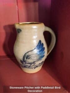 Stoneware-Pitcher-with-Paddletail-Bird-Decoration