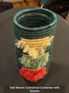 Teal-Woven-Cylindrical-Container-with-Tassels
