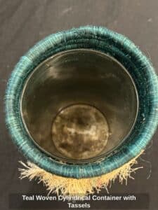 Teal-Woven-Cylindrical-Container-with-Tassels-second-image