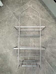 Two-Tiered-Metal-Shower-Caddy-with-Soap-Dish-and-Hooks-second-image