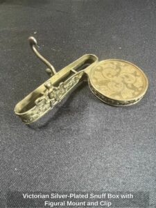 Victorian-Silver-Plated-Snuff-Box-with-Figural-Mount-and-Clip