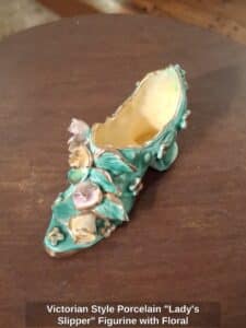 Victorian-Style-Porcelain-Ladys-Slipper-Figurine-with-Floral-Embellishments