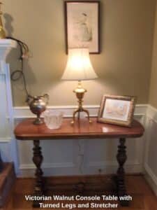 Victorian-Walnut-Console-Table-with-Turned-Legs-and-Stretcher