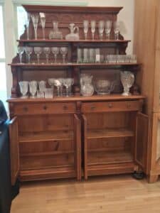 Victorian-Walnut-Sideboard-with-Hutch-and-Crystalware