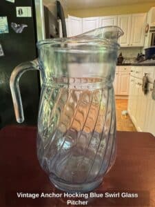 Vintage-Anchor-Hocking-Blue-Swirl-Glass-Pitcher