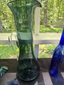 Vintage-Blenko-Emerald-Green-Hand-Blown-Glass-Pitcher