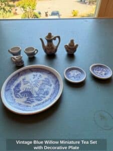 Vintage-Blue-Willow-Miniature-Tea-Set-with-Decorative-Plate-second-image