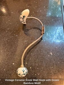 Vintage-Ceramic-Knob-Wall-Hook-with-Green-Bamboo-Motif-second-image