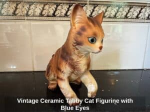Vintage-Ceramic-Tabby-Cat-Figurine-with-Blue-Eyes