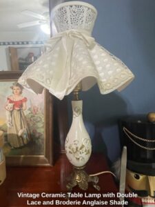 Vintage-Ceramic-Table-Lamp-with-Double-Lace-and-Broderie-Anglaise-Shade