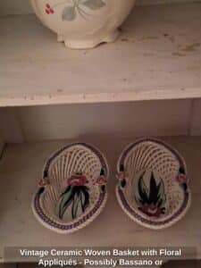 Vintage-Ceramic-Woven-Basket-with-Floral-Appliqus-Possibly-Bassano-or-Capodimonte-third-image