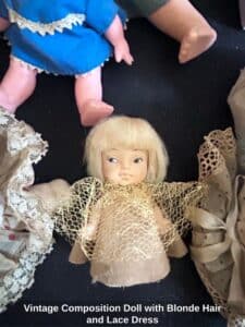 Vintage-Composition-Doll-with-Blonde-Hair-and-Lace-Dress