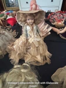 Vintage-Composition-Doll-with-Elaborate-Gown