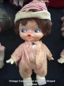 Vintage-Composition-Doll-with-Striped-Pajamas