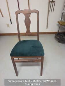 Vintage-Dark-Teal-Upholstered-Wooden-Dining-Chair-second-image