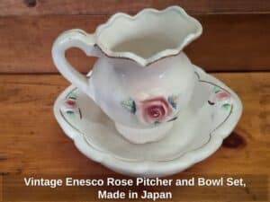 Vintage-Enesco-Rose-Pitcher-and-Bowl-Set-Made-in-Japan