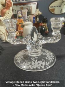 Vintage-Etched-Glass-Two-Light-Candelabra-New-Martinsville-Queen-Ann-second-image