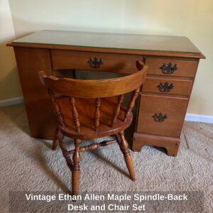 Vintage-Ethan-Allen-Maple-Spindle-Back-Desk-and-Chair-Set