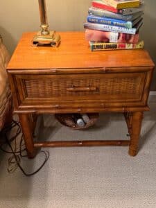 Vintage-Faux-Bamboo-and-Wicker-Nightstand