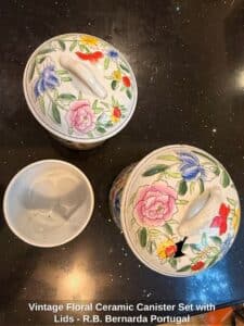 Vintage-Floral-Ceramic-Canister-Set-with-Lids-R.B.-Bernarda-Portugal-second-image